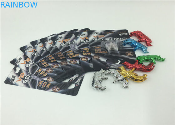 Kartu Kemasan Kartu Badak FDA / SGS Rhino Warna Kustom Untuk Pil Seks Pria