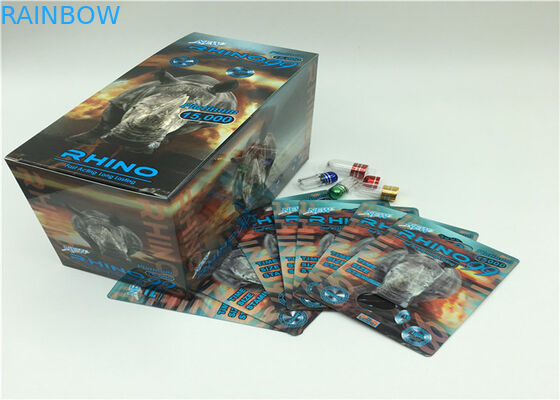 Emas 69K Badak Kapsul Blister Pack Kemasan Kartu 3D Dengan Penutup Plastik