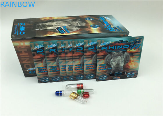 Emas 69K Badak Kapsul Blister Pack Kemasan Kartu 3D Dengan Penutup Plastik