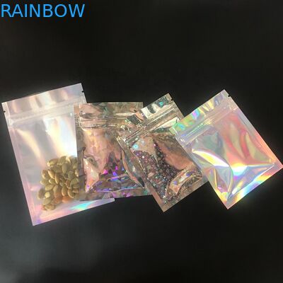 Three Side Seal Zip Lock Kemasan Dupa Herbal Panas Penyegelan Laser Holografik Dengan Angin Bening