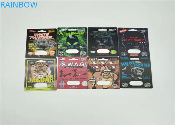 Kemasan Kartu Blister Waterproof Rhino 99 50k Male Enhancement Pills 3d Effect Insert Card
