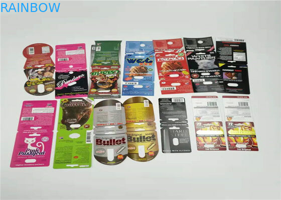 Kapsul Plastik Blister Kemasan Pil Seks 3D Kartu Badak Pola 8-50000 Dengan Penutup Plastik