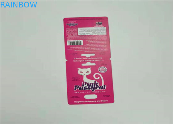 Satu Set Seks Pil Kartu Kertas Kemasan Merah Sliver Rhino V7 Kartu Blister Warna Kustom