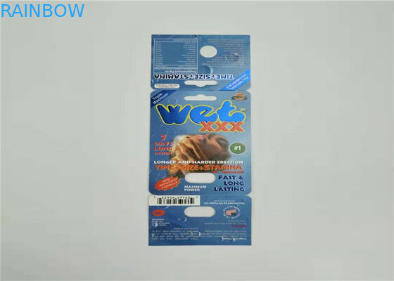 Satu Set Seks Pil Kartu Kertas Kemasan Merah Sliver Rhino V7 Kartu Blister Warna Kustom