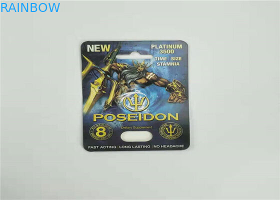 Kotak Kemasan Kartu Blister Ramah Lingkungan Badak 7 Kertas Kartu Untuk Pria Enhancer Capsule