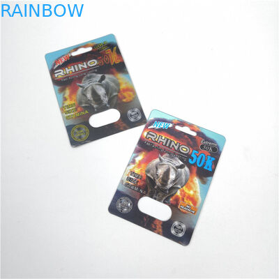 Warna Disesuaikan 3d Blister Card Fire Rhino 50K Male Enhancement Pill Packaging