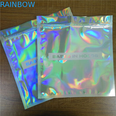 Pakaian Pakaian Kemasan Stand Up Zipper Pouch Bags Iridescent Glitter Holographic Ziplock
