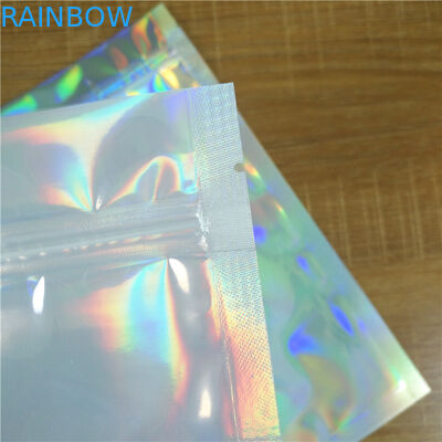 Pakaian Pakaian Kemasan Stand Up Zipper Pouch Bags Iridescent Glitter Holographic Ziplock