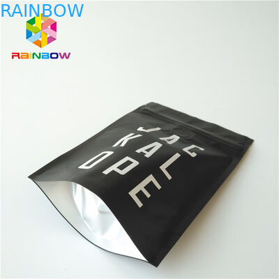 Matte Black Metallic Foil Pouch Stand Up 2 Oz Coffee Bags Dengan Zipper / Valve