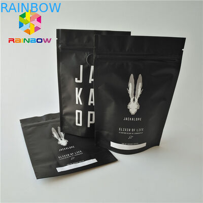 Matte Black Metallic Foil Pouch Stand Up 2 Oz Coffee Bags Dengan Zipper / Valve