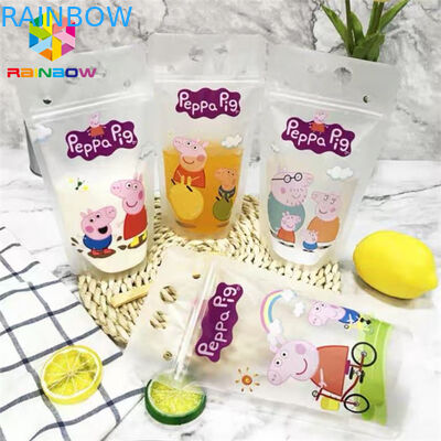 Bahan PET Minum Jus Kantong Makanan Kemasan Doypack CMYK Printing Dengan Menangani