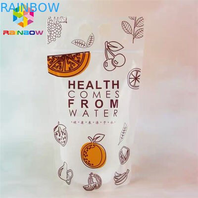 Bahan PET Minum Jus Kantong Makanan Kemasan Doypack CMYK Printing Dengan Menangani