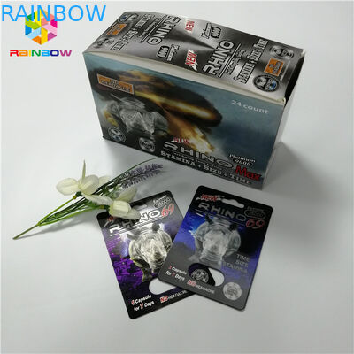 Efek 3D Holographic Kemasan Kartu Blister Rhino Container Bullet Untuk Male Enhancement Capsule