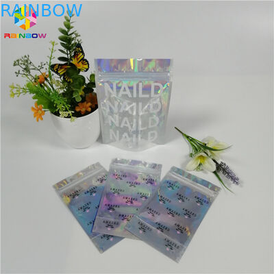 Mylar Glossy Make Up Organizer Kosmetik Bag Holographic Foil Clear Window Dengan Logo Kustom