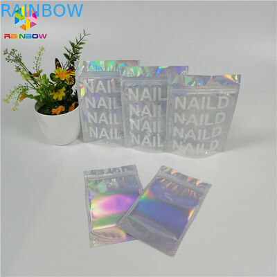 Mylar Glossy Make Up Organizer Kosmetik Bag Holographic Foil Clear Window Dengan Logo Kustom
