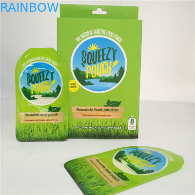 BPA Gratis Reusable Squeeze Packaging Liquid Zipper Double Bag Dengan Paper Box