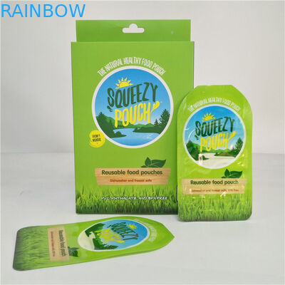 BPA Gratis Reusable Squeeze Packaging Liquid Zipper Double Bag Dengan Paper Box