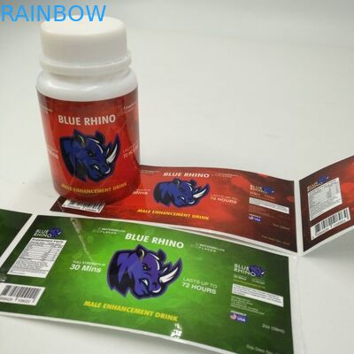 Glossy Finish Blister Card Packaging Label Adhensive Diri Stiker Badak Untuk Minuman Tambahan Pria