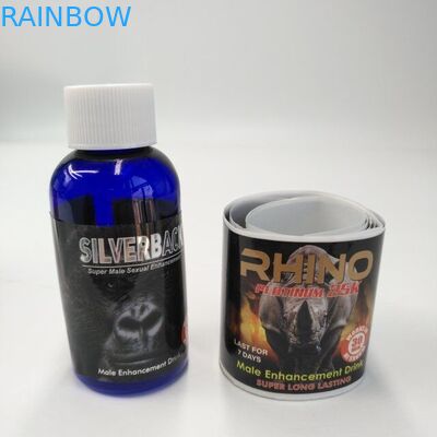 Glossy Finish Blister Card Packaging Label Adhensive Diri Stiker Badak Untuk Minuman Tambahan Pria