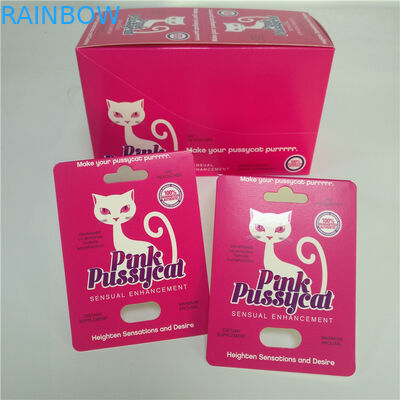 Efek UV Pink Pussycat Paper Cards Kapsul Blister Kemasan Dengan Wadah Peluru