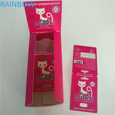 Efek UV Pink Pussycat Paper Cards Kapsul Blister Kemasan Dengan Wadah Peluru