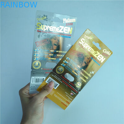 Premier ZEN Blister Pack Packaging Metallic Silver Paper Card Untuk Male Enhancer Capsule