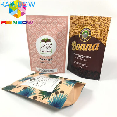 Kertas Kraft Stand Up Coffee Kantong, Ziplock Plastik Kemasan Makanan Kelembaban Bukti