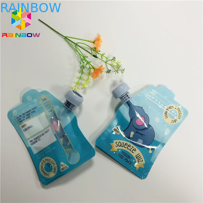 Ritsleting ganda Makanan Bayi FDA Spout Pouch Kemasan Panas Sealed Glossy Liquid Packing
