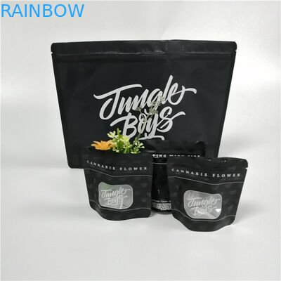 3.5g 28g Stand Up Zipper Pouch Bags Bau Bukti Disesuaikan Untuk Weed / Tobacco Leaf