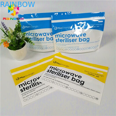 Sterilisasi Microwave Plastik Stand Up Zipper Pouch Bags Untuk Pengumpan / Botol Bayi