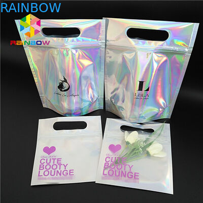 Skincare Cosmetic Packaging Bag Hologram Foil Bath Salt Packing Dengan Jendela / Gantungan