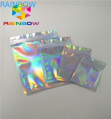 Plastik Stand Up Tas Kemasan Kosmetik Hologram Zipper Packing Ukuran Disesuaikan