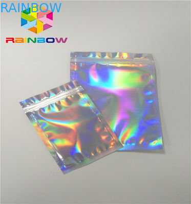 Plastik Stand Up Tas Kemasan Kosmetik Hologram Zipper Packing Ukuran Disesuaikan