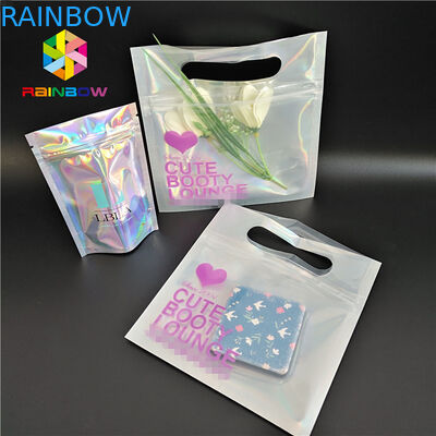 Gravure Printing Tas Kosmetik Plastik Bening Top Menangani Holographic Foil Untuk Pakaian / Sarung Tangan