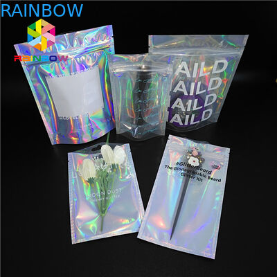 Gravure Printing Tas Kosmetik Plastik Bening Top Menangani Holographic Foil Untuk Pakaian / Sarung Tangan