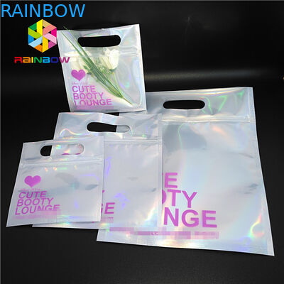 Gravure Printing Tas Kosmetik Plastik Bening Top Menangani Holographic Foil Untuk Pakaian / Sarung Tangan