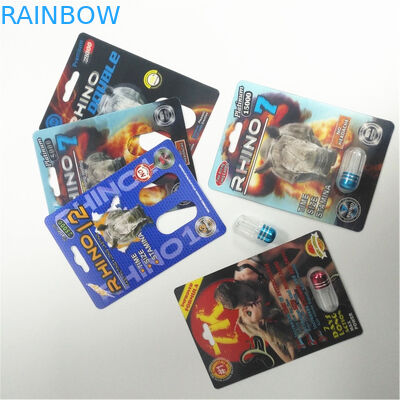 3d Holographic Effect Blister Card Packaging Dengan Gold Rhino Container Bullet