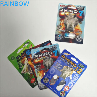 RHINO 69 Male Enhancement Pill Packaging 3d Paket Kartu Lenticular Ramah Lingkungan