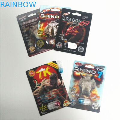 RHINO 69 Male Enhancement Pill Packaging 3d Paket Kartu Lenticular Ramah Lingkungan