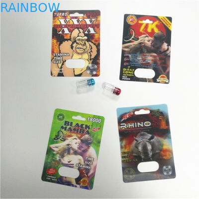 RHINO 69 Male Enhancement Pill Packaging 3d Paket Kartu Lenticular Ramah Lingkungan