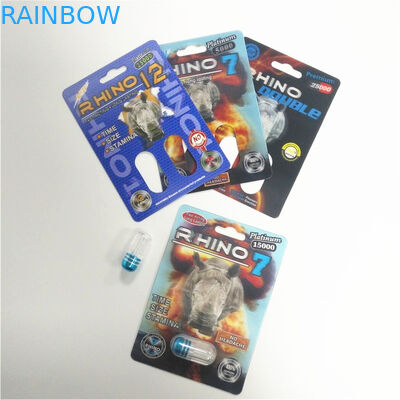 Kinerja Seksual Pria Meningkatkan Kemasan Pil 3D Kartu Rhino Container Bullet