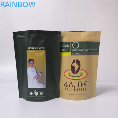 Daur Ulang Aluminium Foil Tea Bag Stand Up Pouch Warna Disesuaikan Dengan Reusable Zip Lock