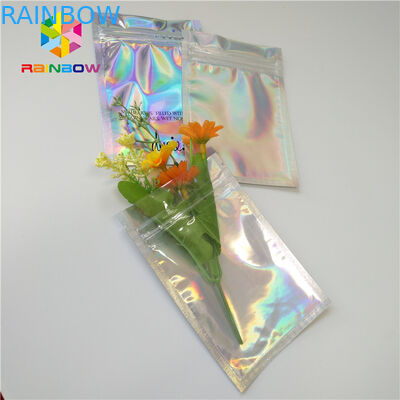 Kustom Plastik Mylar Resealable Stand Up Kantong Kemasan Kosmetik Holographic