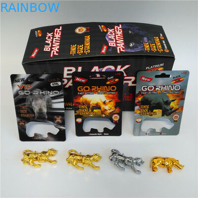 Go Rhino Men Enhancement Pill Blister Card Packaging Dengan Rhino Figure Blister Bottle