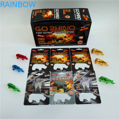 Go Rhino Men Enhancement Pill Blister Card Packaging Dengan Rhino Figure Blister Bottle