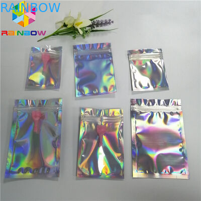 Glitter Flash Bintang Hologram Mylar Ziplock Bags Glossy Tiga Sisi Segel Masker Wajah Kemasan