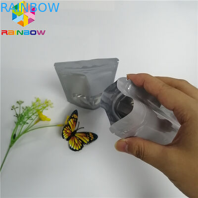 Kemasan Kantong Aluminium Foil Glossy Stand Up Mylar Smell Proof Heat Seal With Window