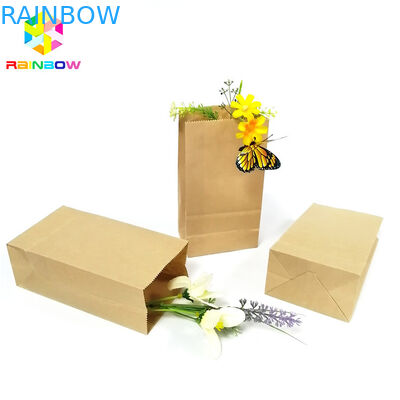 Food Grade Kertas Kraft Tas Bawah Datar Biodegradable Grease Proof Snack Packaging