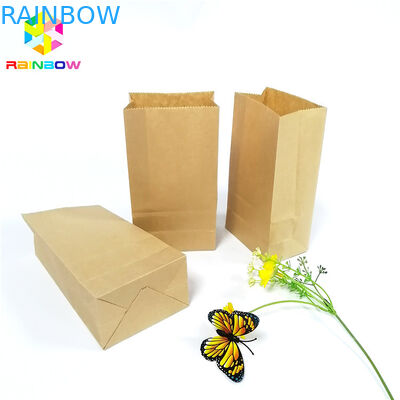 Food Grade Kertas Kraft Tas Bawah Datar Biodegradable Grease Proof Snack Packaging