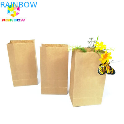 Food Grade Kertas Kraft Tas Bawah Datar Biodegradable Grease Proof Snack Packaging